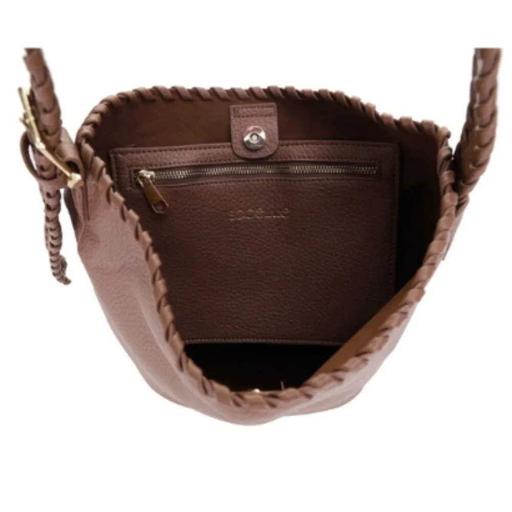 2-IN-1 Large Braided Handle Strap Hobo with Matching Pouch Set